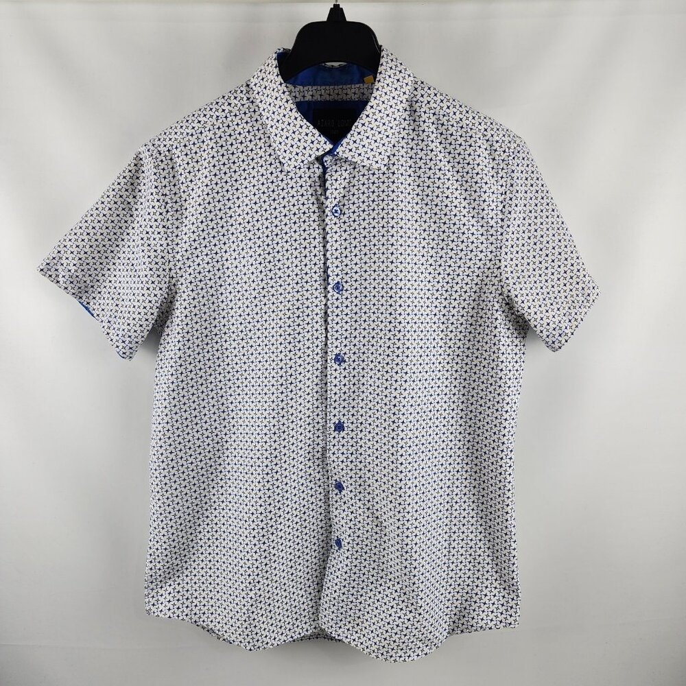 AZARO Uomo Shirt Mens XL Multi Geometric S/S Polo Made in Italy
